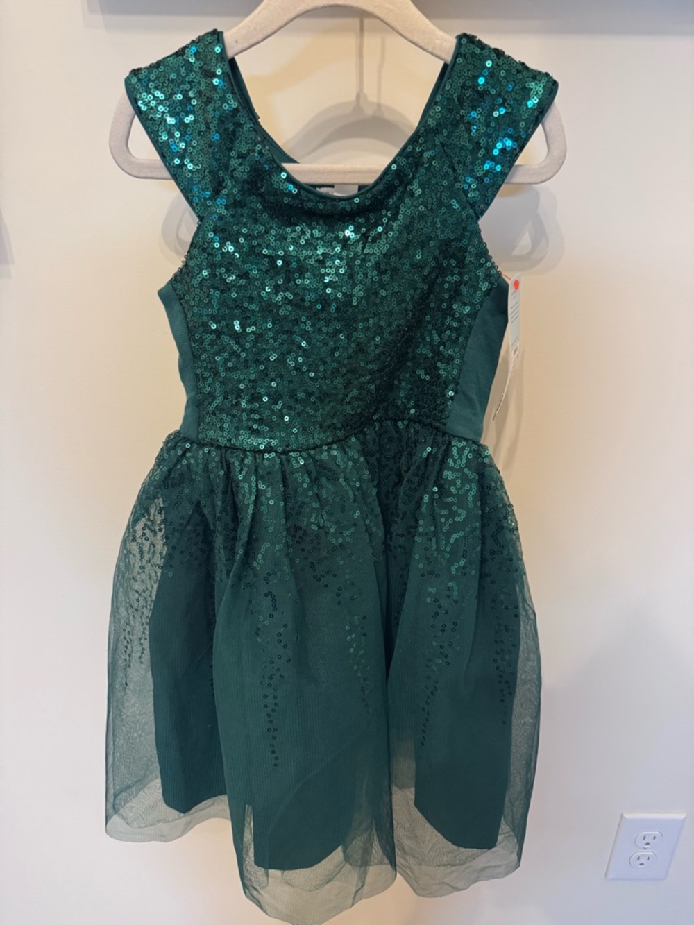 Girls Emerald Green Sequin Party Dress - Kids Costume